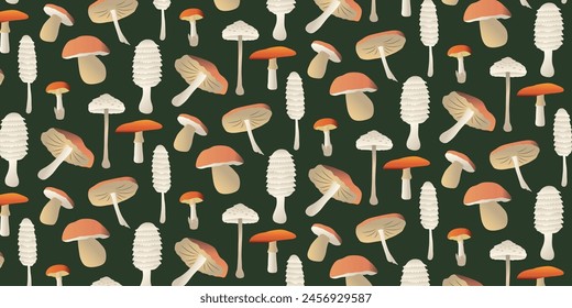 Pattern - Mushrooms (background illustrated in colors)
