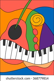 The pattern of the music "jazz" in the style of postmodernism