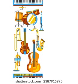 Pattern with musical instruments. Jazz, blues and classical music.