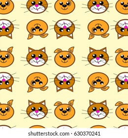 Pattern from the muzzles of dogs and cats for children's textiles, printing