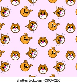 Pattern from the muzzles of dogs and cats for children's textiles, printing