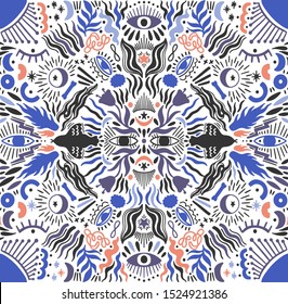 Pattern mystic ornament.Hand drawn doodle style.
