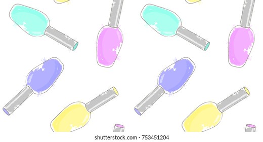Pattern of nail polish, pastel tones, painted with a brush stroke watercolor brush. For the design of business cards, booklets, leaflets, prints, wallpapers, for beauty and manicure salons. Vectoeps10