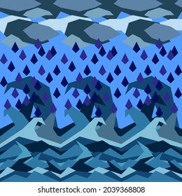 Pattern Name: "rainstorm" The pattern is made up of geometric figures. Both square and triangle were blended out into a modern-looking native pattern. 