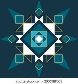 Pattern Name: "Snowflake" The pattern is made up of geometric figures. Both square and triangle were blended out into a modern-looking native pattern. 