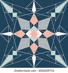 Pattern Name: "starburst" The pattern is made up of geometric figures. Both square and triangle were blended out into a modern-looking native pattern. 