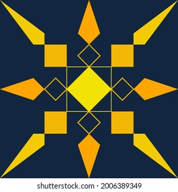 Pattern name: "Sunrise in the daytime" The pattern is made up of geometric figures. Both square and triangle were blended out into a modern-looking native pattern. 