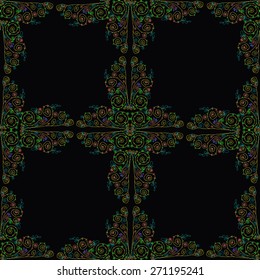 Pattern in national style on a black background.  Seamless.
