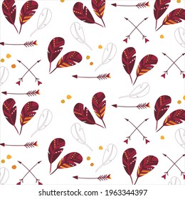 pattern of native american feathers and arrows