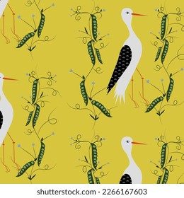 Pattern nature. Birds and pea stalk.