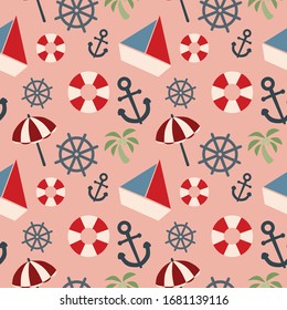pattern with nautical beach theme for summer