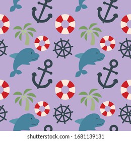 pattern with nautical beach theme for summer
