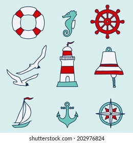 Pattern with nautical elements. Vector illustration
