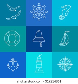 Pattern with nautical elements. Vector elements for your design.