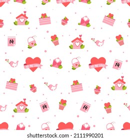 Pattern with needles for Valentine's Day, pink on a white background, flat style