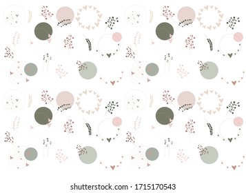 pattern neutrals color circles and abstract flowers