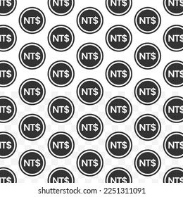 Pattern of New Taiwan Dollar coin in white background with mini doodle (icons). Vector Illustration