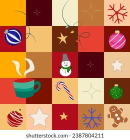 the pattern is a New Year's, festive seamless pattern. christmas, new Year decorations. It can be used as a print for fabrics, banners and posters.