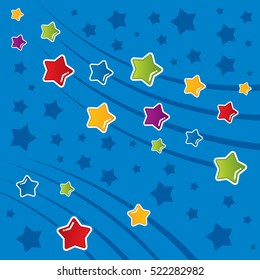 Pattern with night sky and cartoon stars