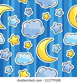 pattern with night sky, hand drawn vector illustration