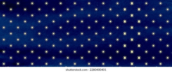 Pattern with night sky in medieval style. Gold stars on a dark blue background