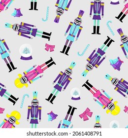 Pattern of nutcrackers. Figures symbols for soldiers. Flat vector illustration.