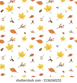 Pattern Oak leaves and acorns. Background for print on fabric, seamless design