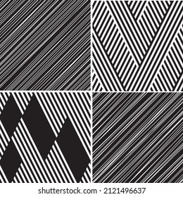 pattern with oblique black segments. 4 different vector patterns in the same package(eps). One pattern is paid and 3 are free (white dividing lines)
