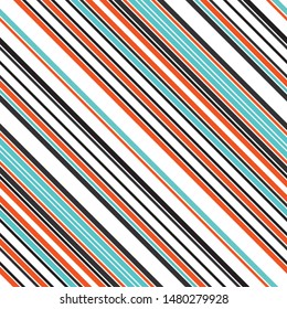 Pattern with oblique color stripes and outline. Modern geometric background.Vector seamless pattern.