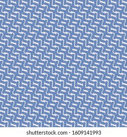 Pattern with oblique zigzag stripes. Geometric decorative background in blue and ivory. Wrapping paper.