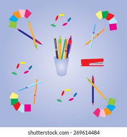 Pattern with office supplies