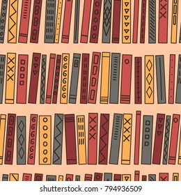 Pattern from old books with ornament. Reading, studying, education background. Vector illustration.