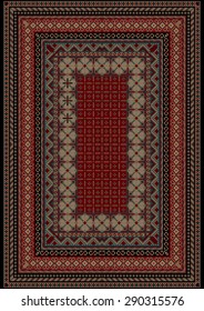 Pattern old carpet with motley ornament on the border and burgundy mid
 svg