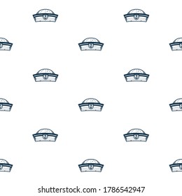 Pattern of old vintage marine sailor hat, element for nautical design