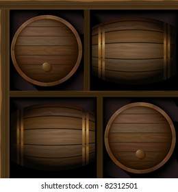 pattern with old wooden barrels