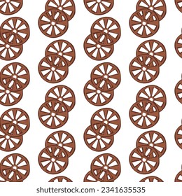 Patrón de una vieja rueda de madera sobre un fondo blanco. Patrón sin foco en un tema de vaquero. Textura vectorial. Impresión en textiles y papel. El embalaje es sencillo