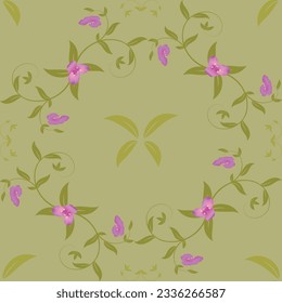 pattern olive leaf flower pink flora wallpaper