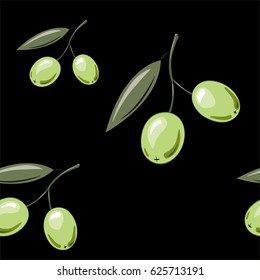 Pattern of olives with leaves for your design, packing, leaflets, signboards