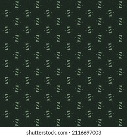 Pattern on a black background, consisting of small rectangular blue patches made of pieces, and some flecks. Simple textile design.