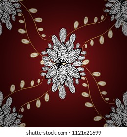 Pattern on black, beige and brown colors. Raster golden mehndi seamless pattern. Ornamental floral elements with henna tattoo, golden stickers, mehndi and yoga design, cards and prints.