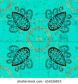 Pattern on blue background with golden elements. Traditional orient ornament. Classic vector golden pattern. Classic vintage background.
