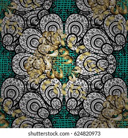 Pattern on blue background with golden elements. Blue tree with gold trim. Furniture in classic style. Luxury furniture. Element woodcarving. Patina. Carving. Small depth of field.