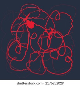 Pattern on blue background with red lines