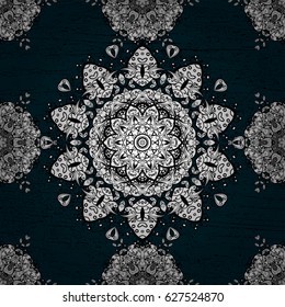Pattern on blue background with white elements. Classic vintage background. Traditional orient ornament. Classic vector white pattern.