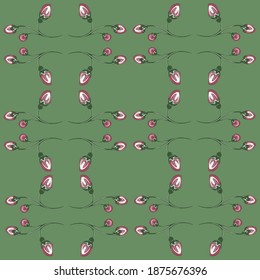 Pattern on a bright background of twigs with rosebuds. Realistic image. Pattern, roses. Wallpaper, wallpaper, background and texture.
Vector isolated objects.