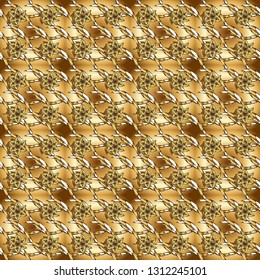 Pattern on brown and yellow colors. Vector golden mehndi seamless pattern. Ornamental floral elements with henna tattoo, golden stickers, mehndi and yoga design, cards and prints.