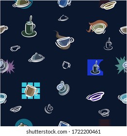 Pattern on a color background drinks coffee soda and more