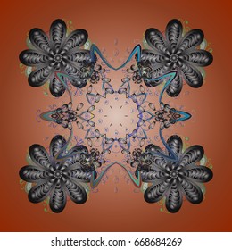 Pattern on colorfil background. Design. Vector ornamental background for Christmas with decorative snowflakes.