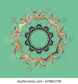 Pattern on colorful background. Design. Vector seamless background for Christmas with decorative snowflakes.