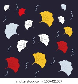 pattern on a deep blue background red yellow white modern design for fashionable fabric, textile, wallpaper, cover, wrapping paper, fashion.Vector